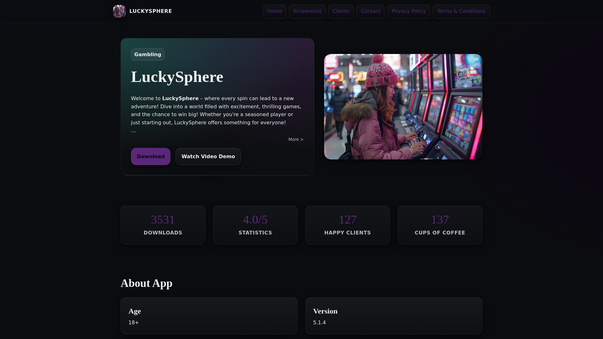 website screenshot of https://luckyslotsvip.xyz