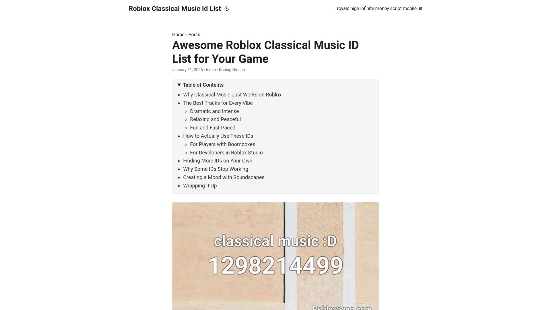 website screenshot of https://roblox-classical-music-id-list.pages.dev/
