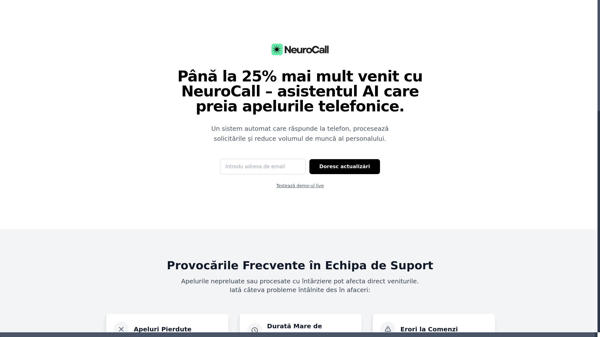 website screenshot of https://neurocall.ro/