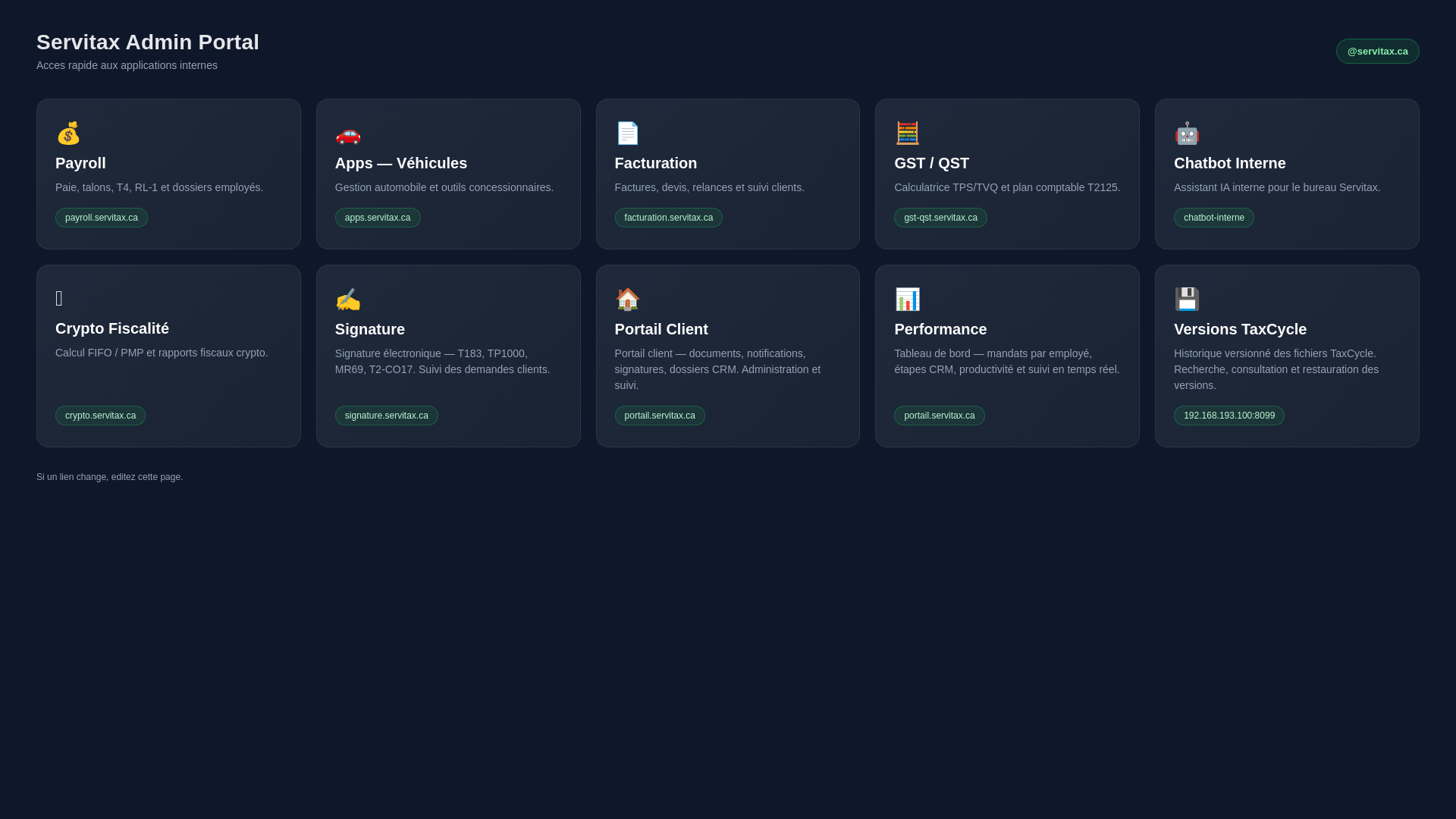 website screenshot of https://servitax-admin-portal.pages.dev/