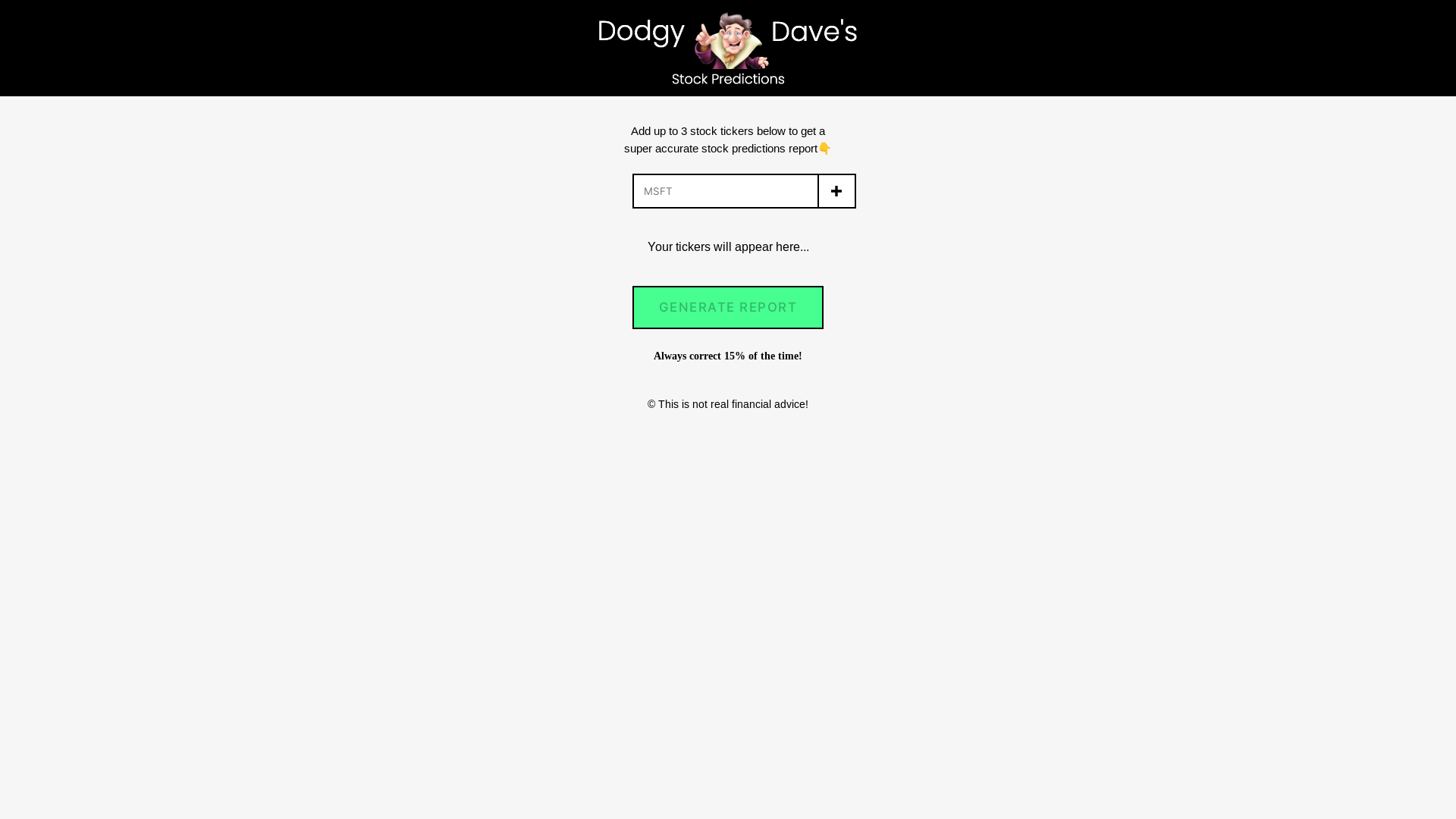 website screenshot of https://dodgy-stock-ai-app.pages.dev/