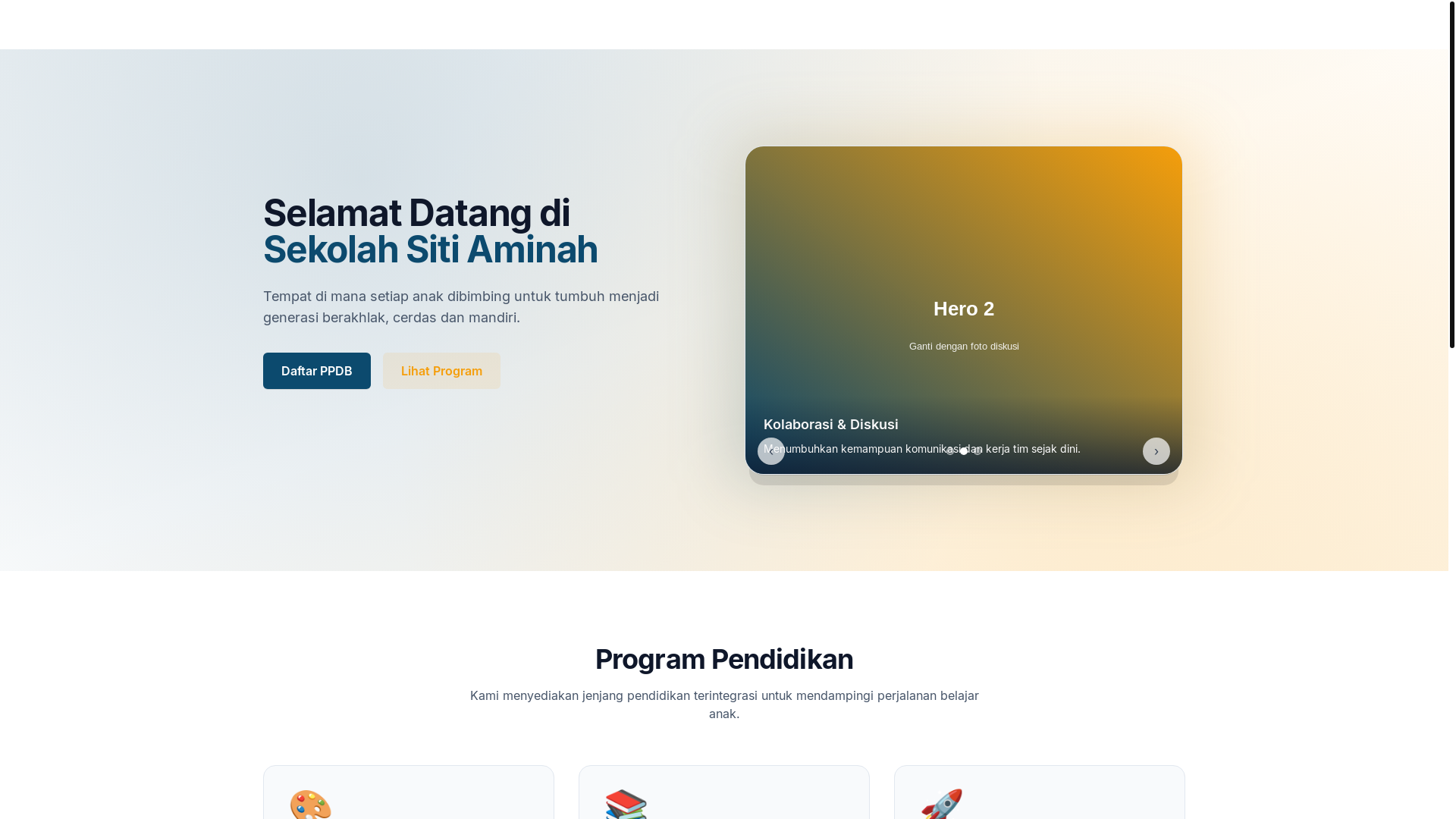website screenshot of https://sdsitiaminah.sch.id/