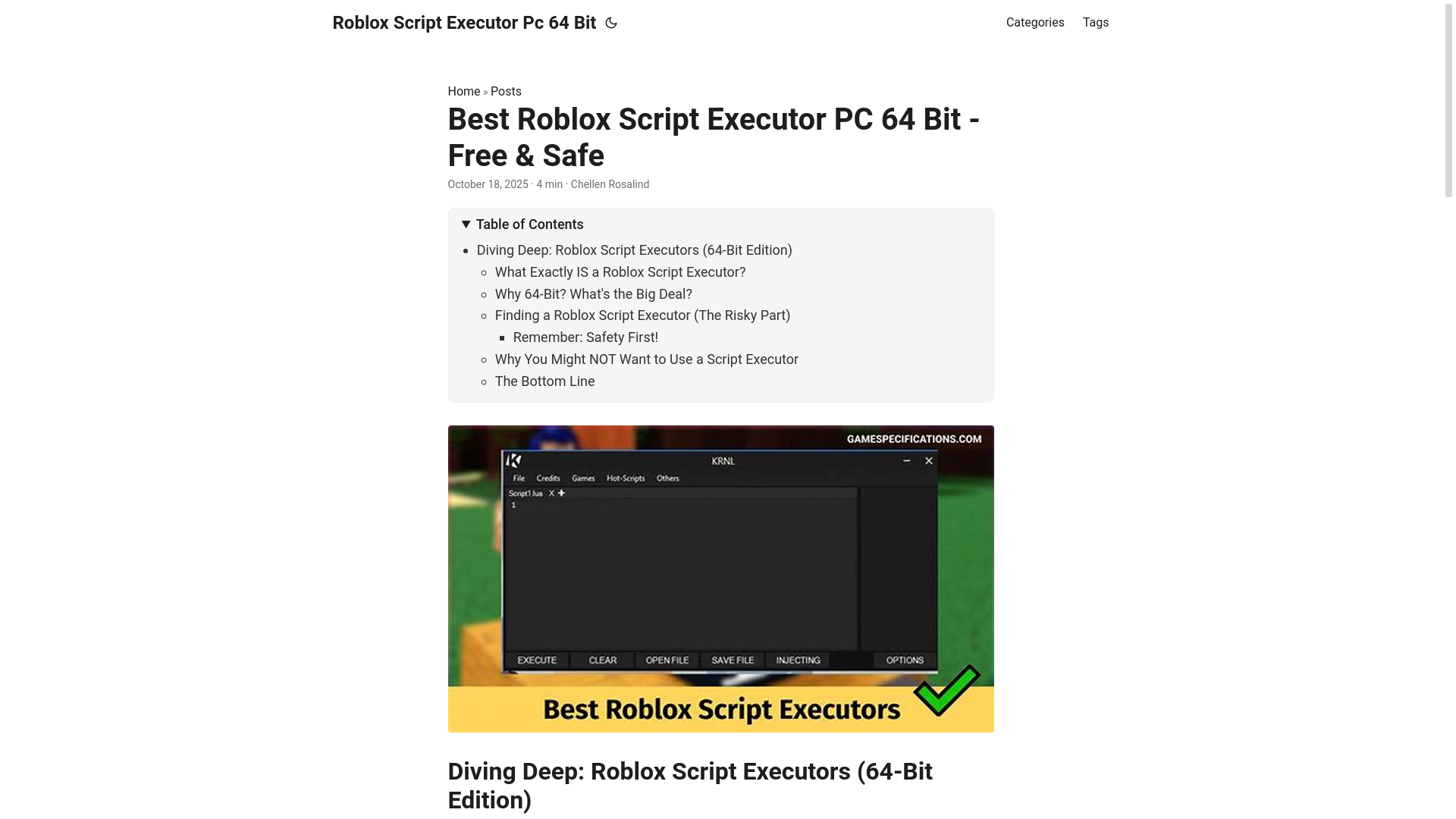 website screenshot of https://roblox-script-executor-pc-64-bit.pages.dev/