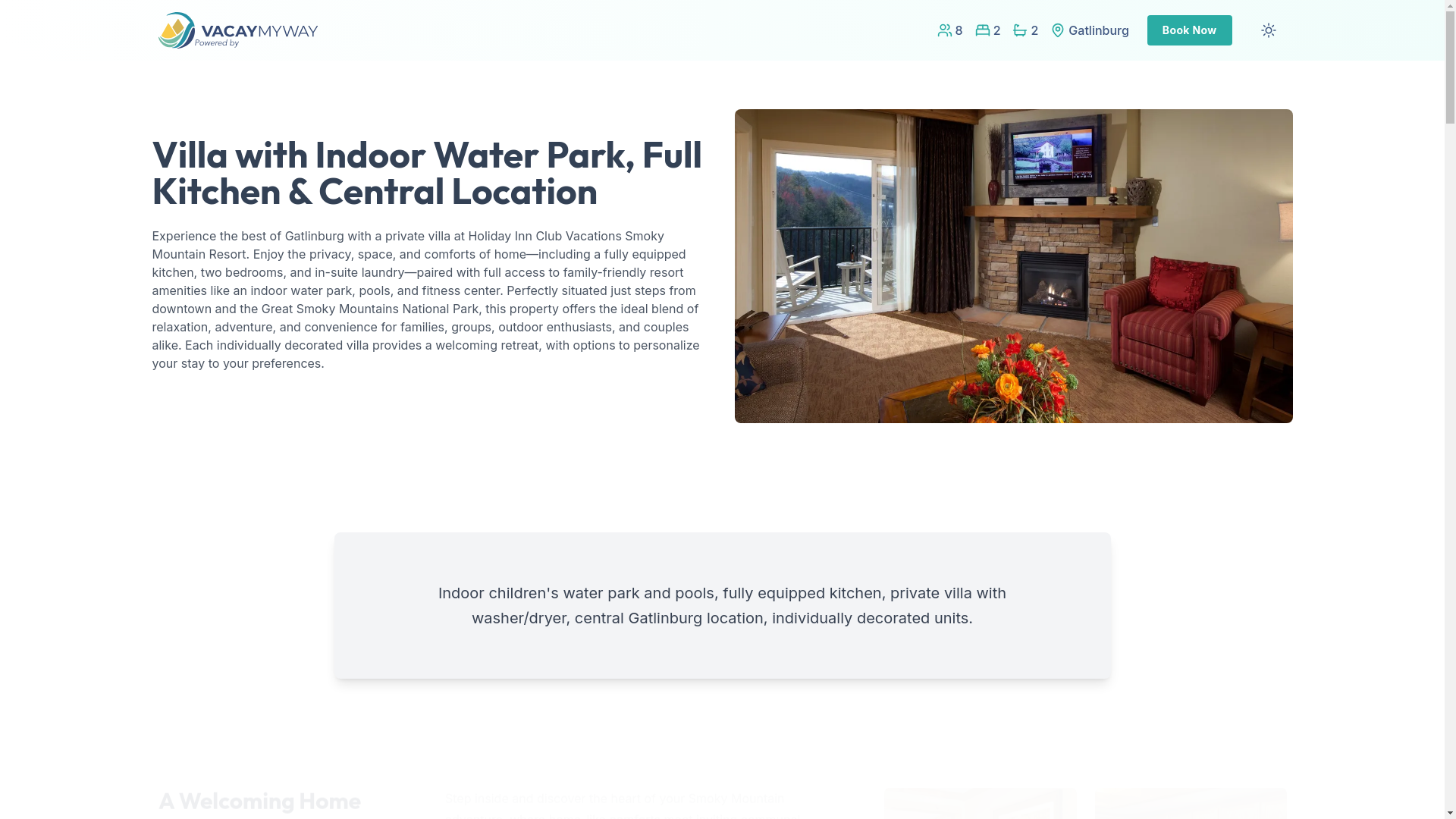 website screenshot of https://smokywaterpark.house/