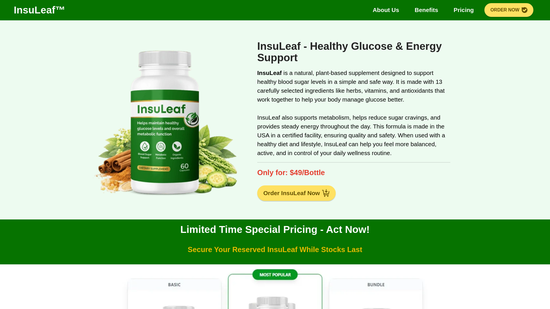 website screenshot of http://insuleaf-us.us/