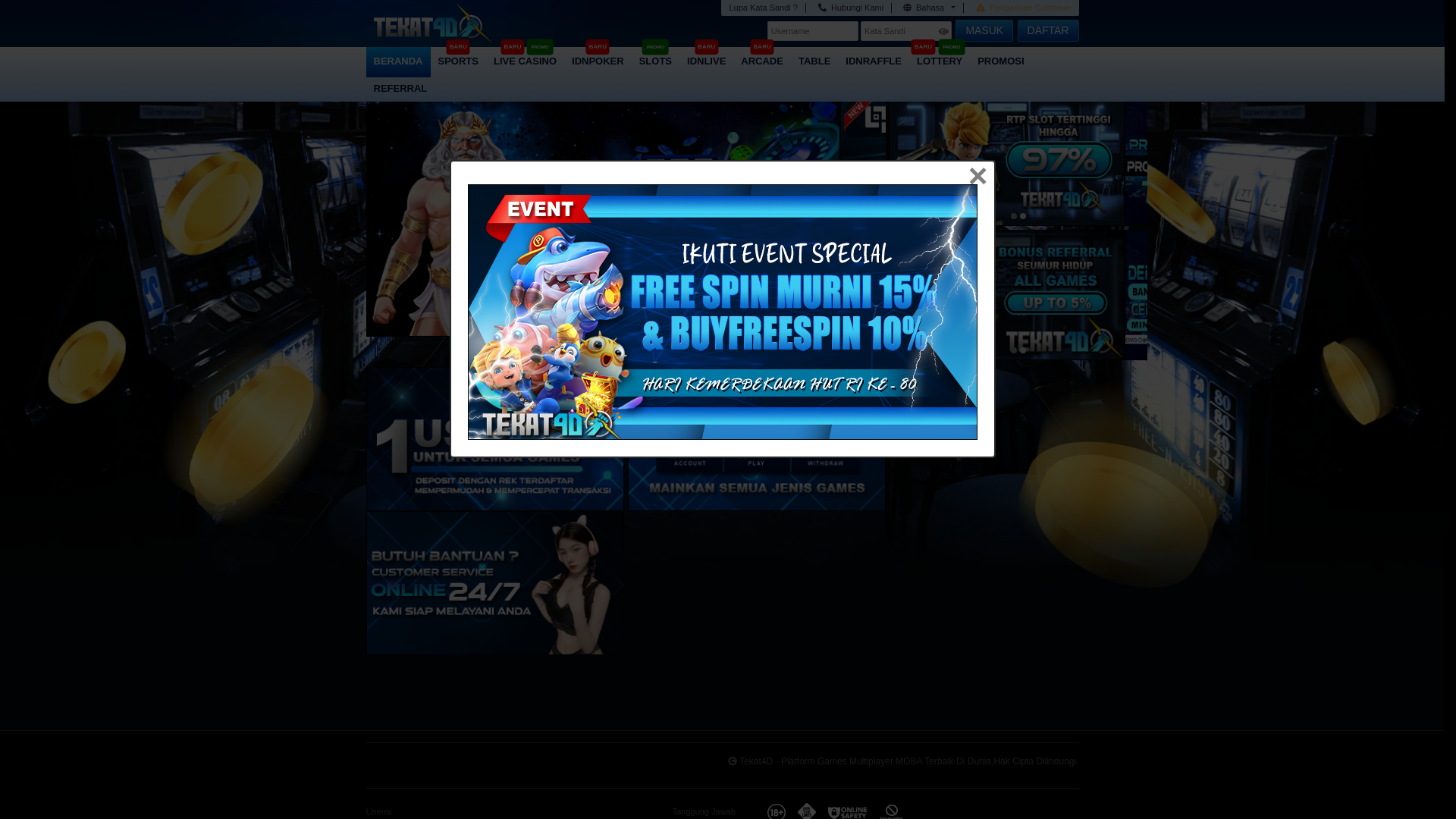 website screenshot of https://tekatku.lol/