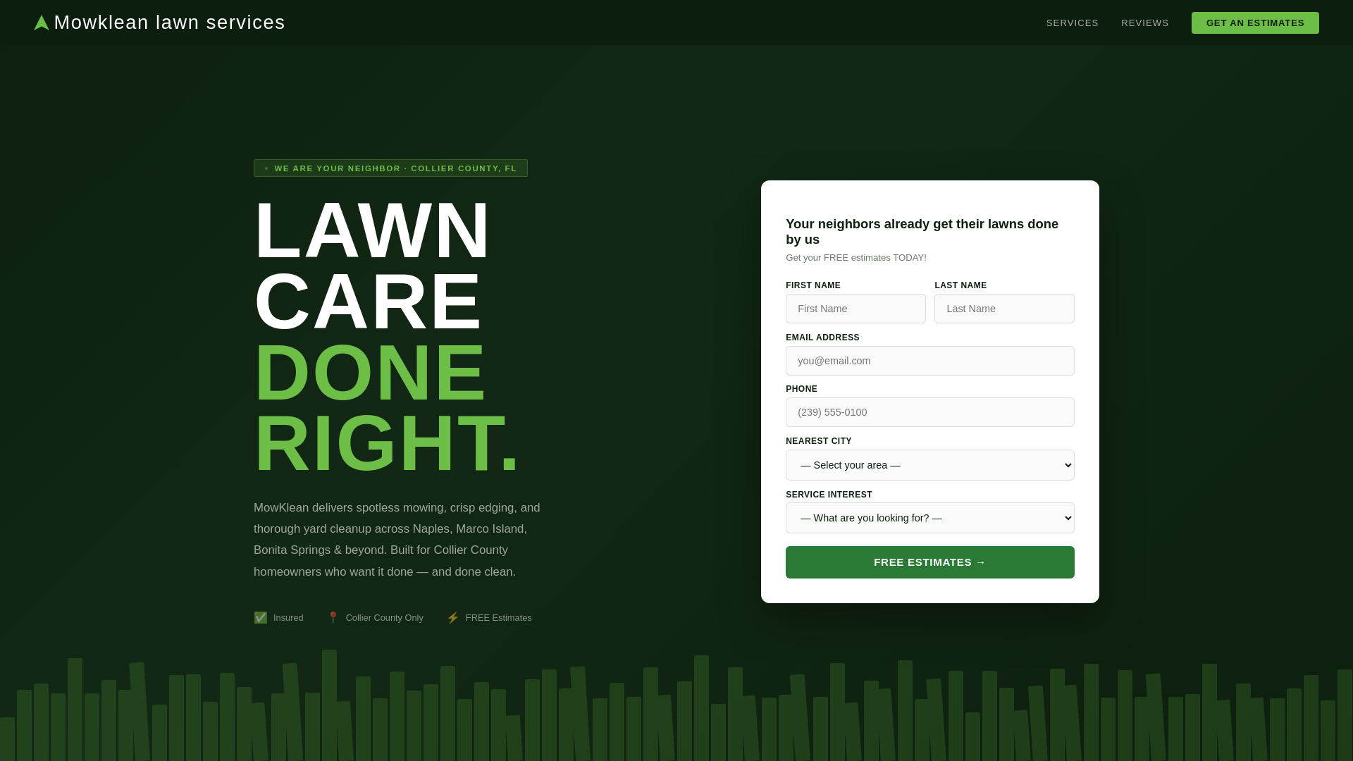website screenshot of https://mowkleanlawnservices.com