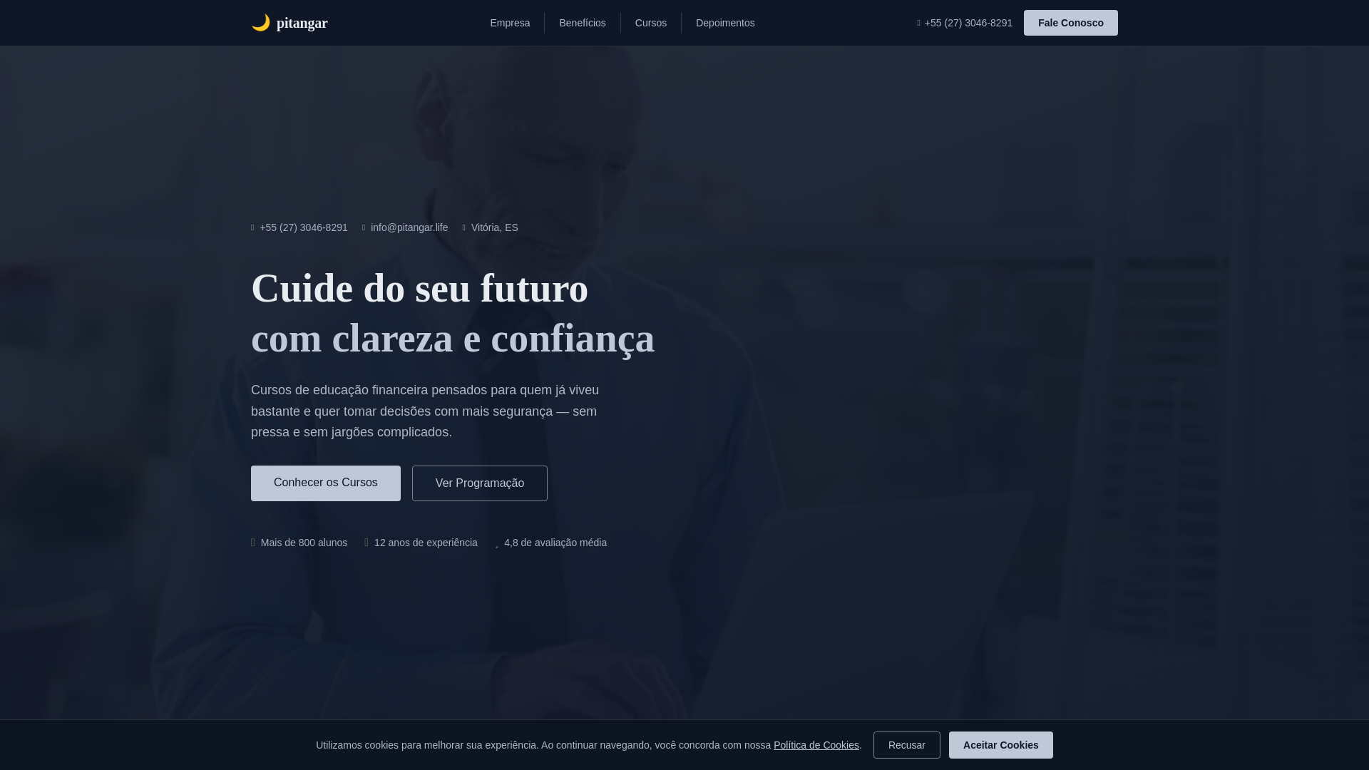 website screenshot of https://pitangar.life/