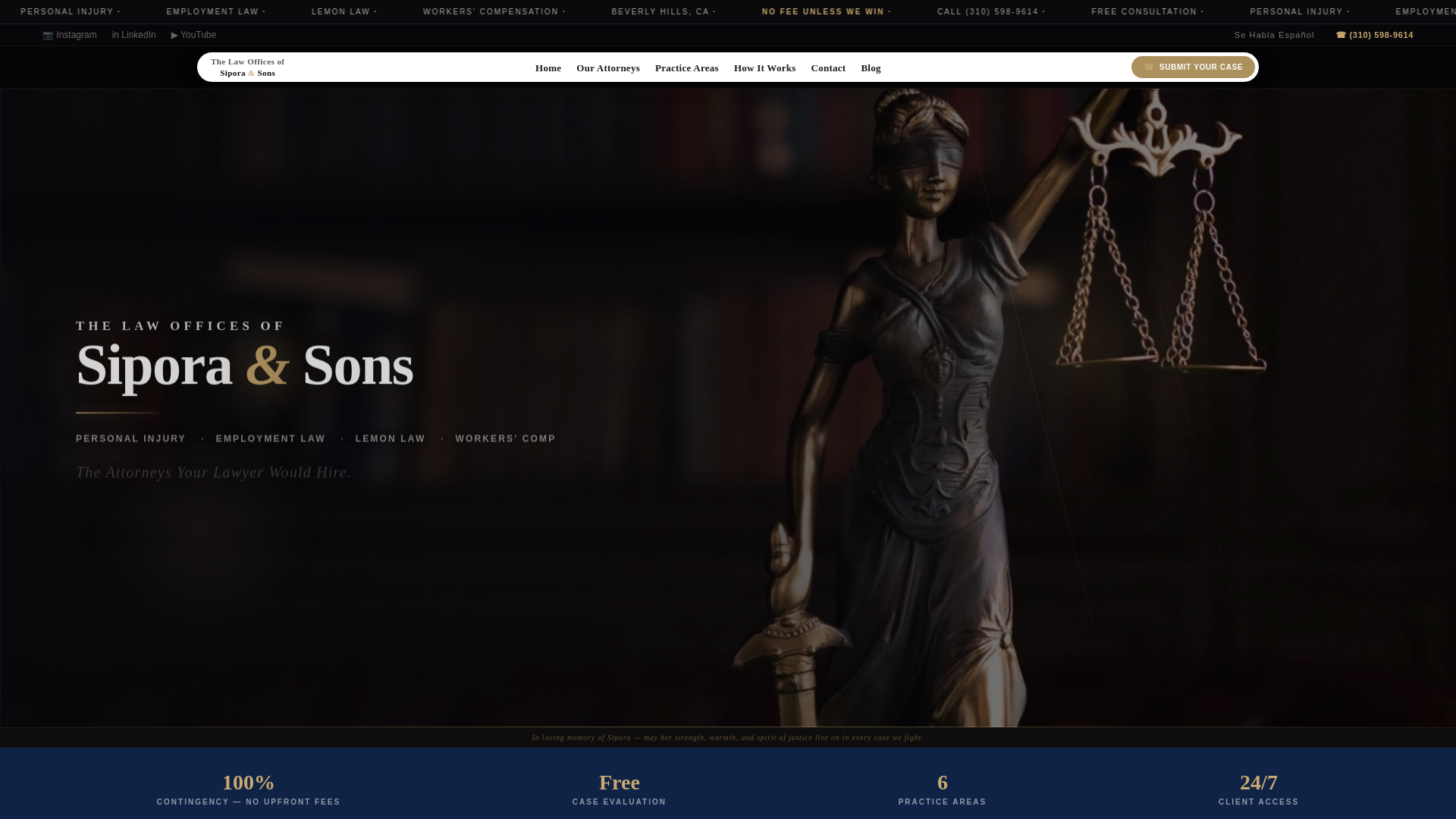 website screenshot of https://siporaandsons.org/