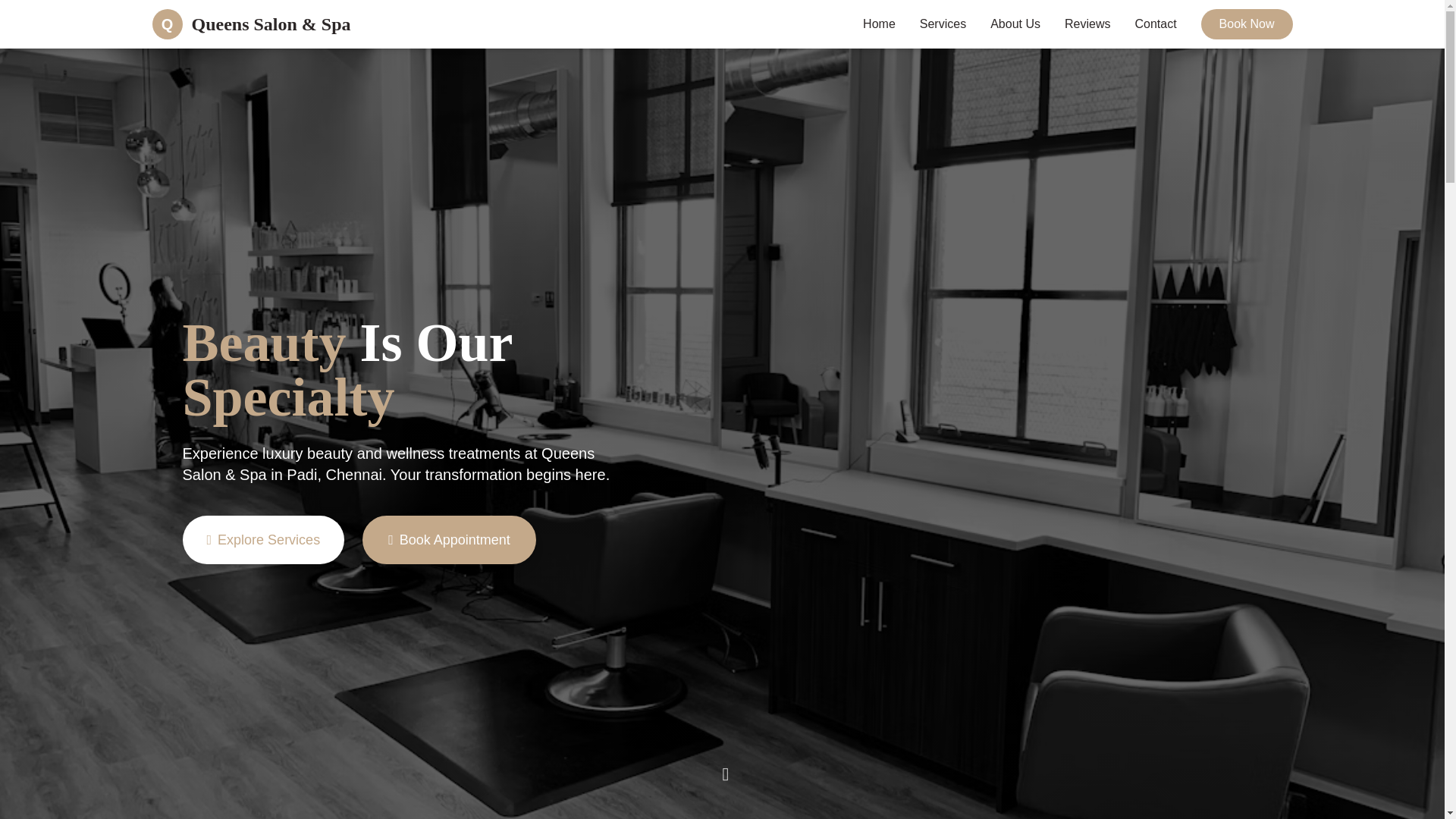 website screenshot of https://queenssalonspa.in/