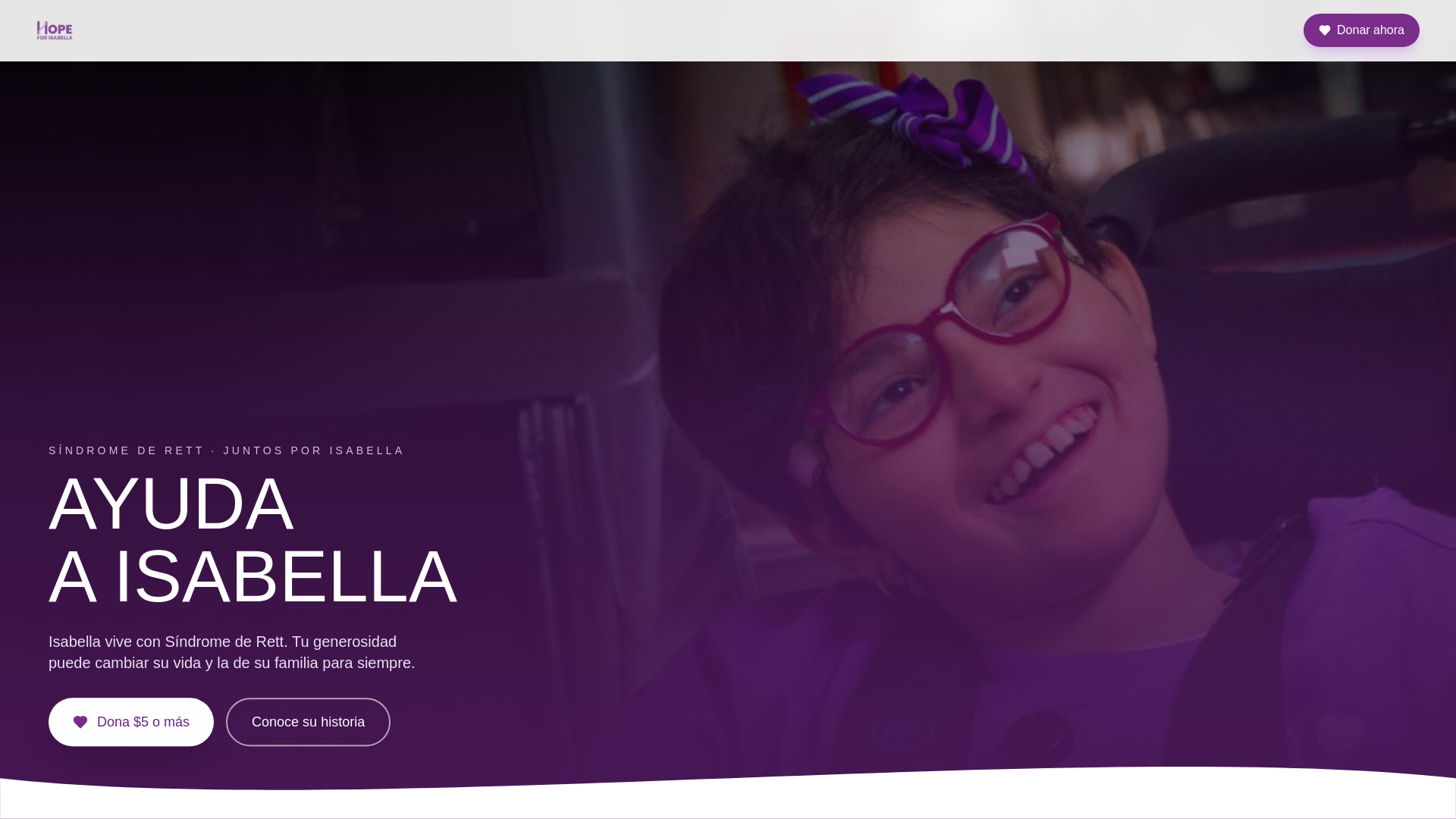 website screenshot of https://hopeforisabella.info/