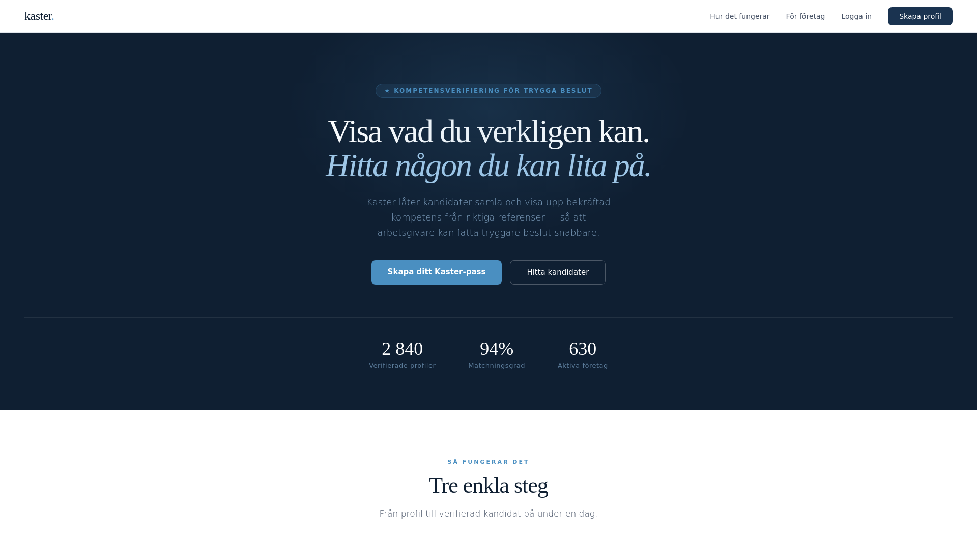 website screenshot of https://kaster.se/