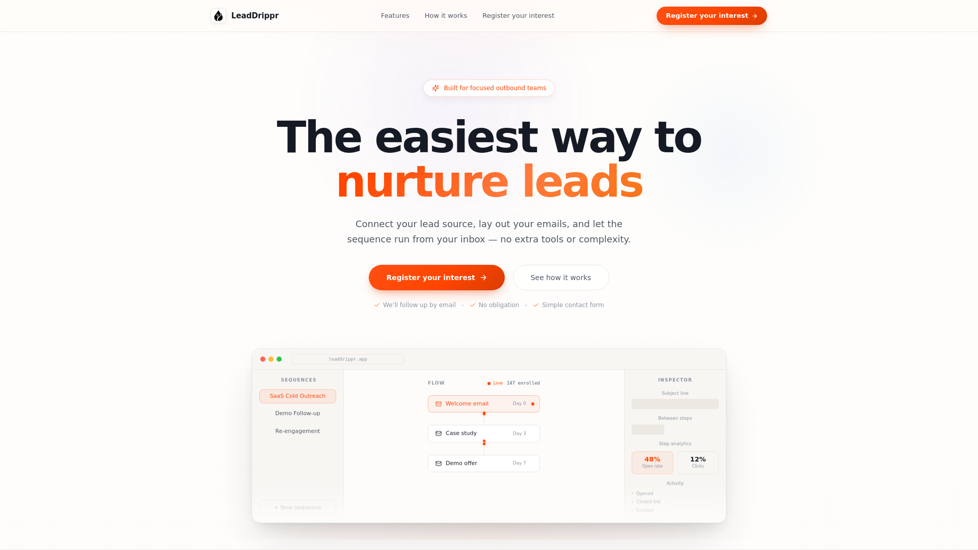 website screenshot of https://leaddrippr.com/