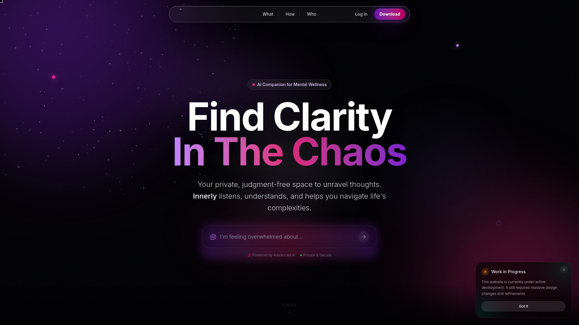 website screenshot of https://innerly-landing.pages.dev/
