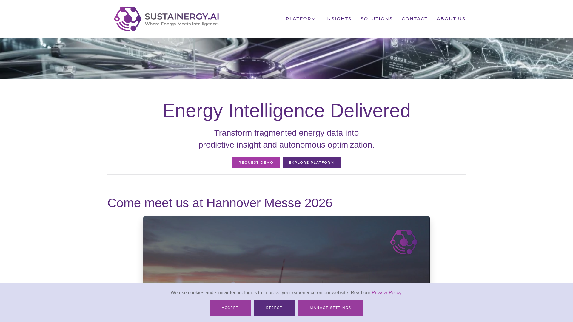 website screenshot of https://sustainergy.ai