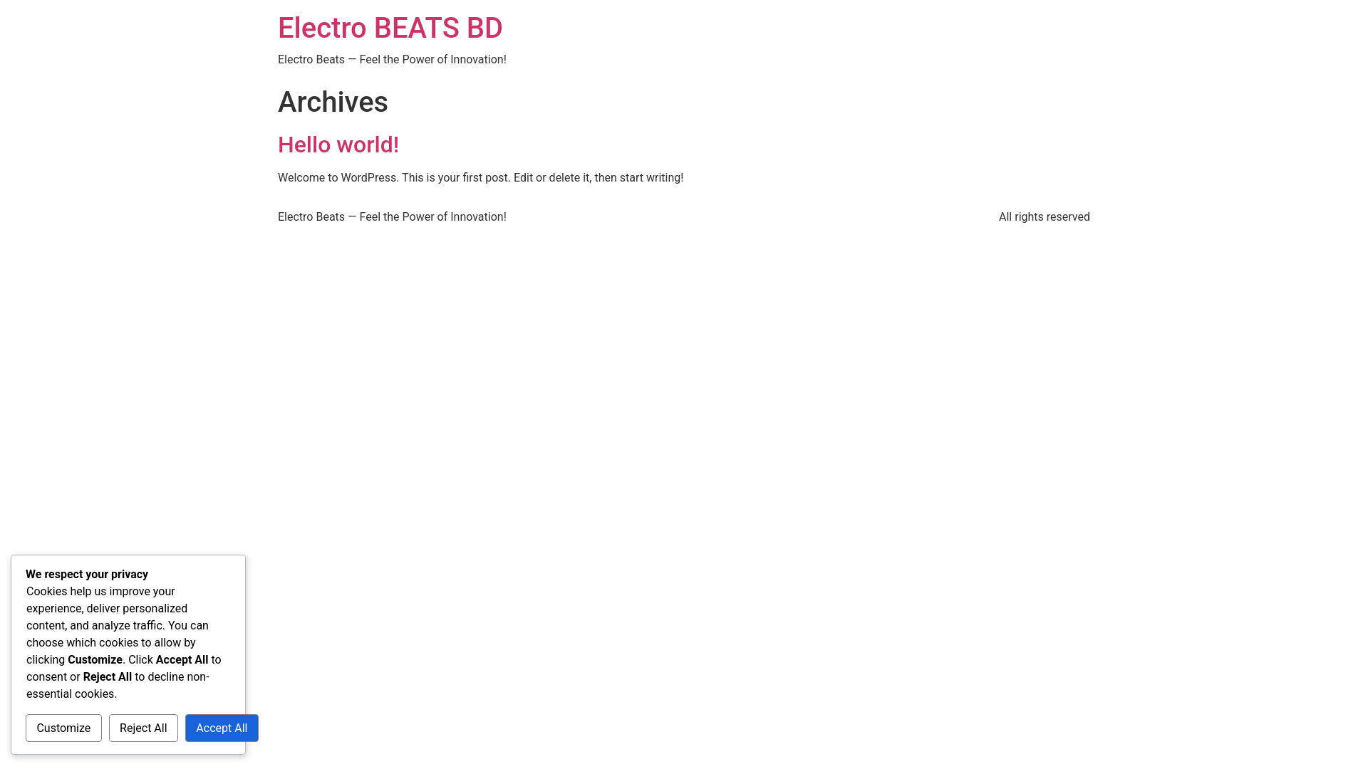 website screenshot of https://electrobeatsbd.com/