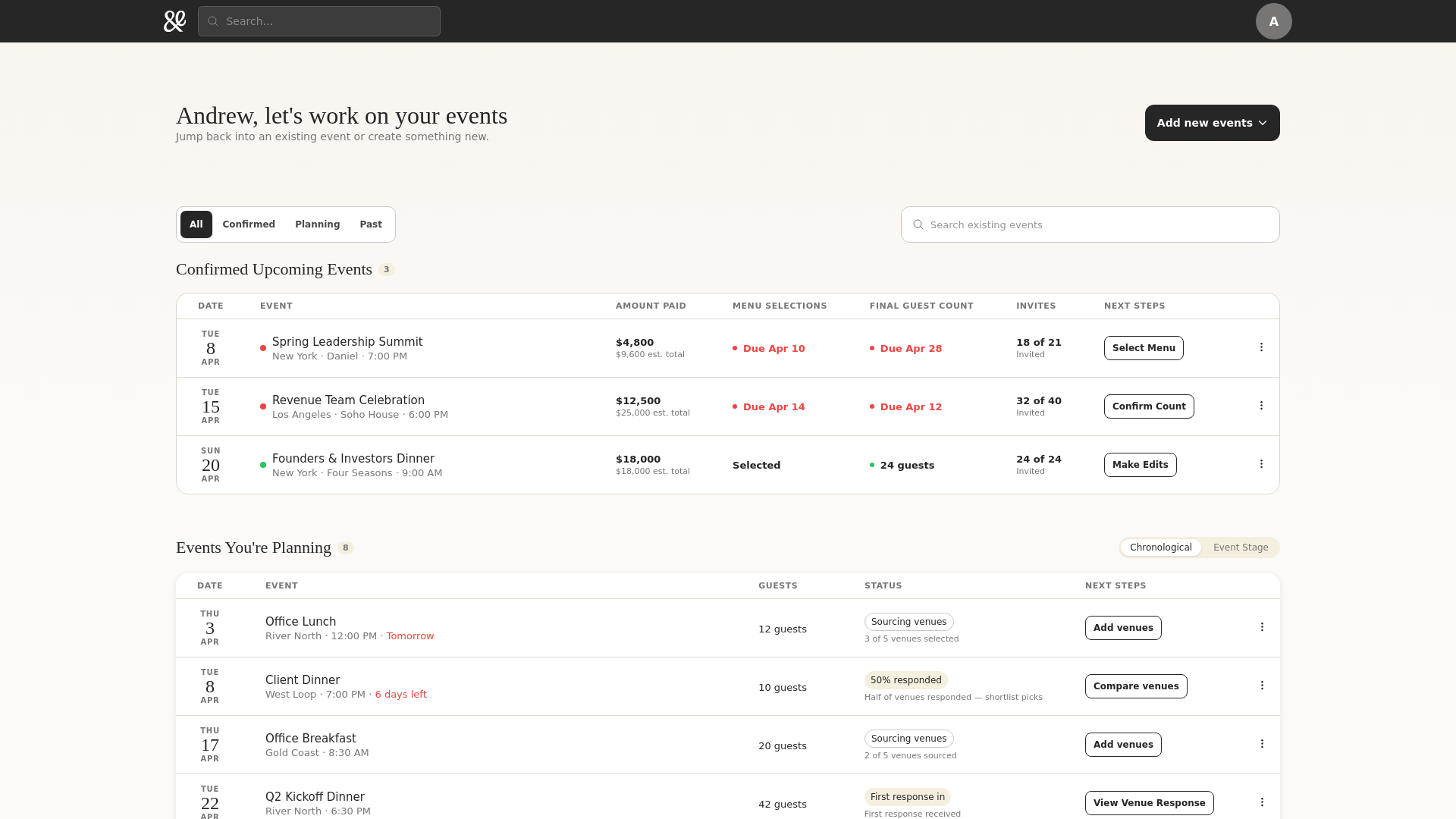 website screenshot of https://ande-events-dashboard.pages.dev/