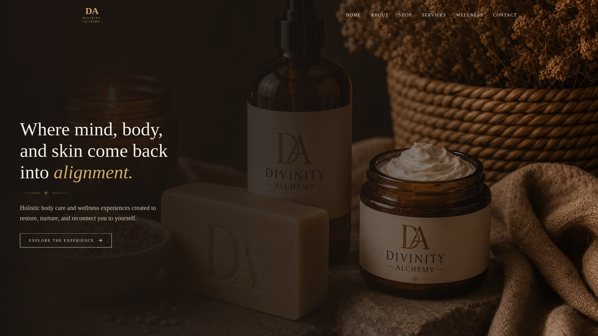 website screenshot of https://divinityalchemyy.com/