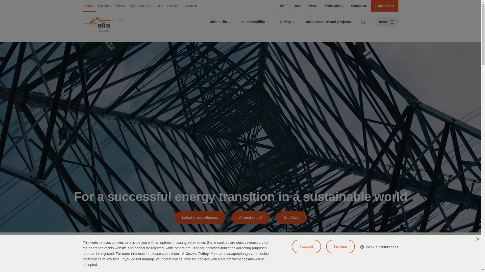 website screenshot of https://elia.be/