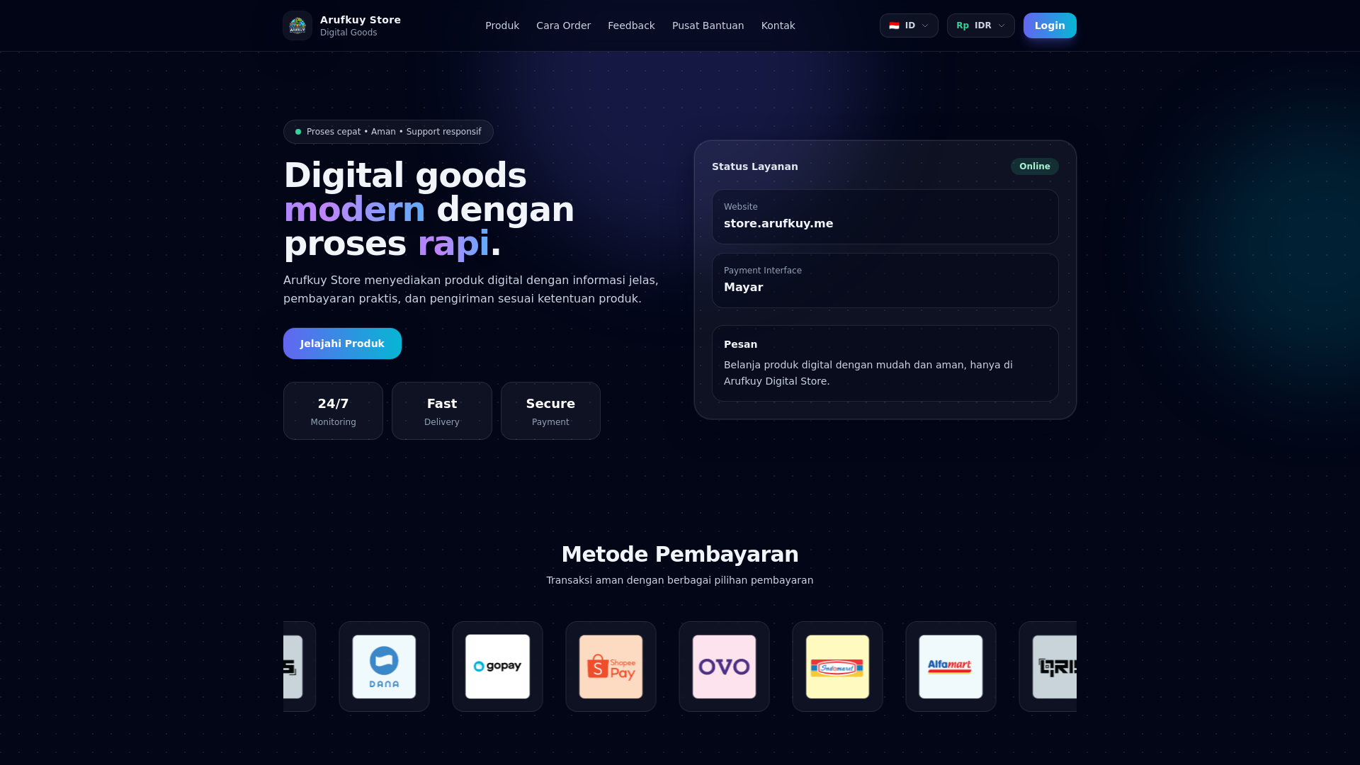 website screenshot of https://arufkuy-store.pages.dev/