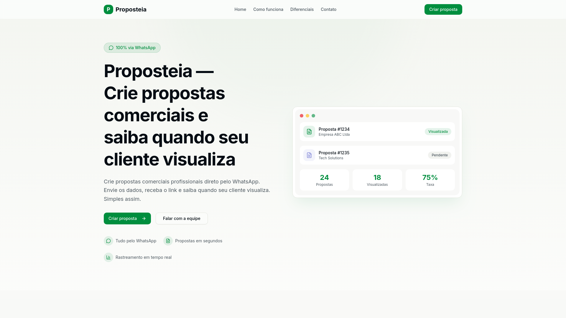 website screenshot of https://proposteia.com.br
