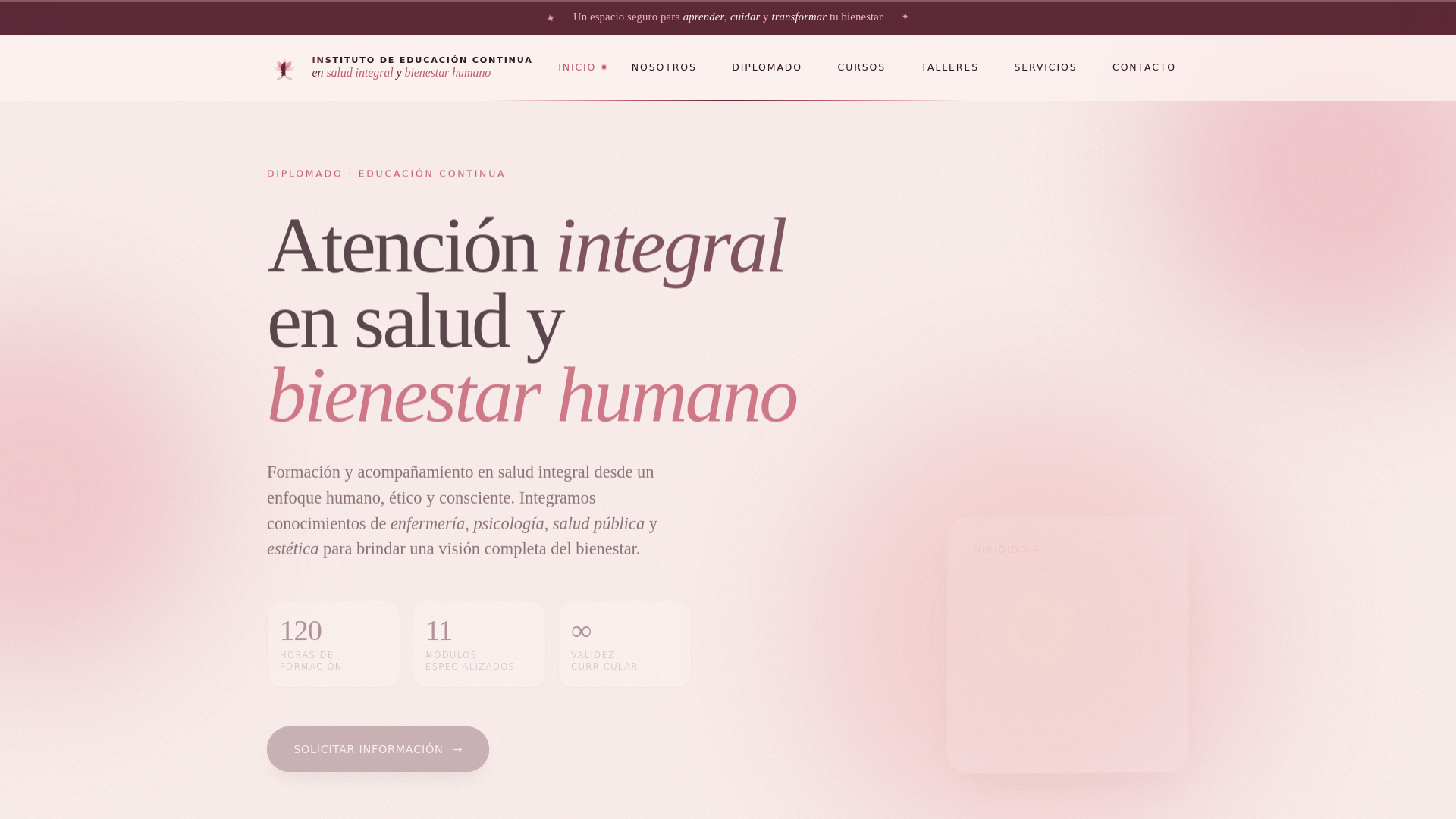 website screenshot of https://educacionsaludintegral.org/