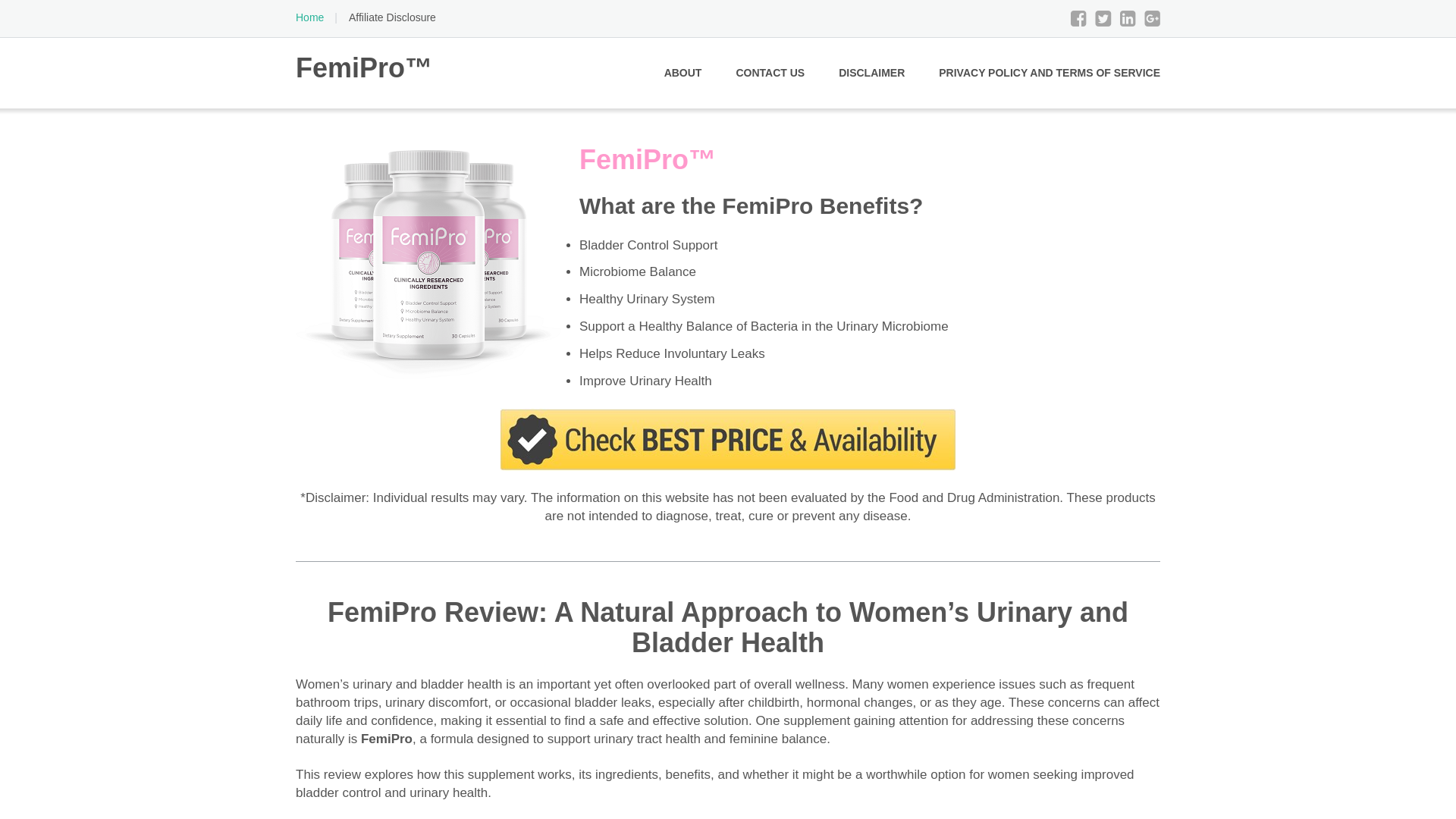 website screenshot of https://femiproplus.com/