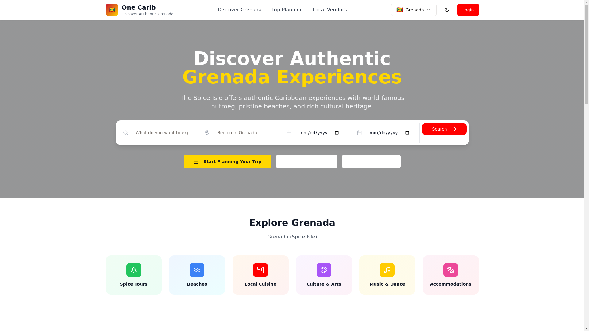 website screenshot of https://onecaribapp.com/