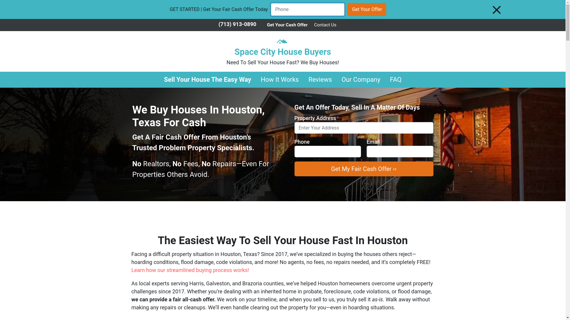 website screenshot of https://spacecitybuyshouses.com/