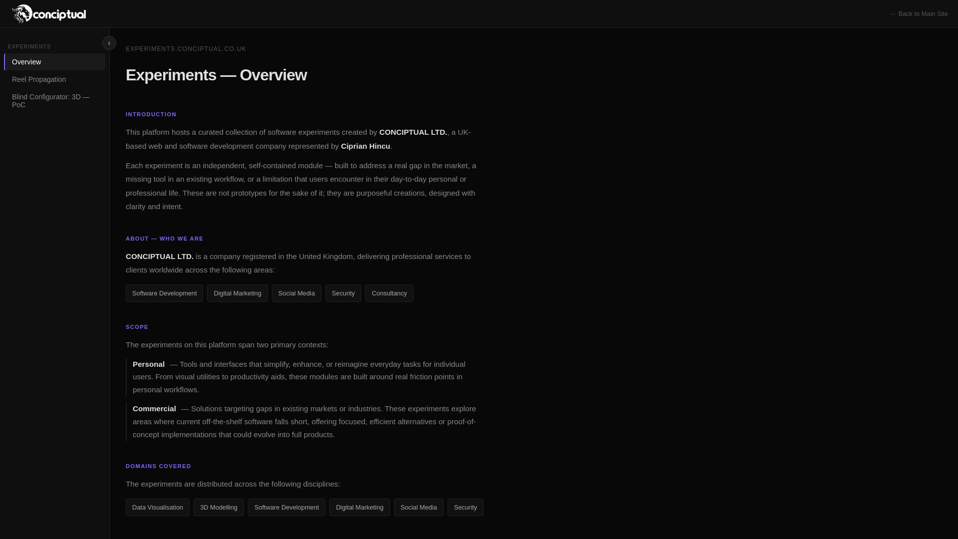 website screenshot of https://conciptual-experiments-2026.pages.dev/