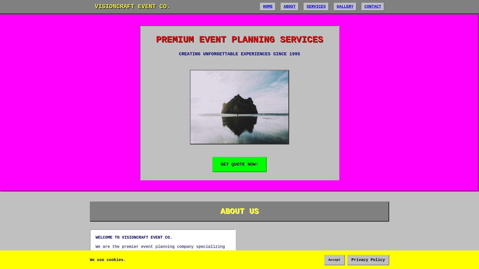website screenshot of https://visioncrafteventco.digital