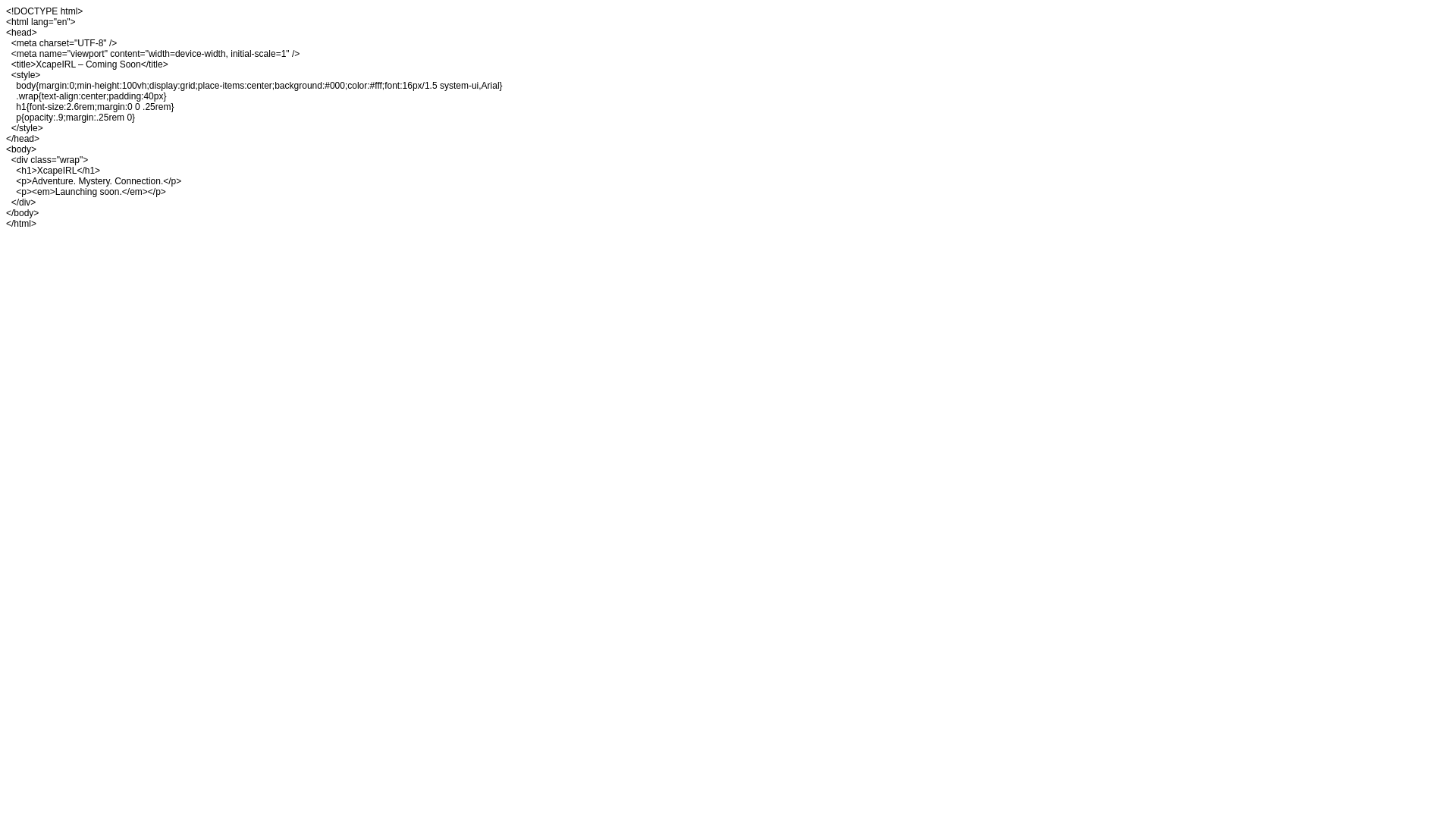 website screenshot of https://xcapeirl.pages.dev/