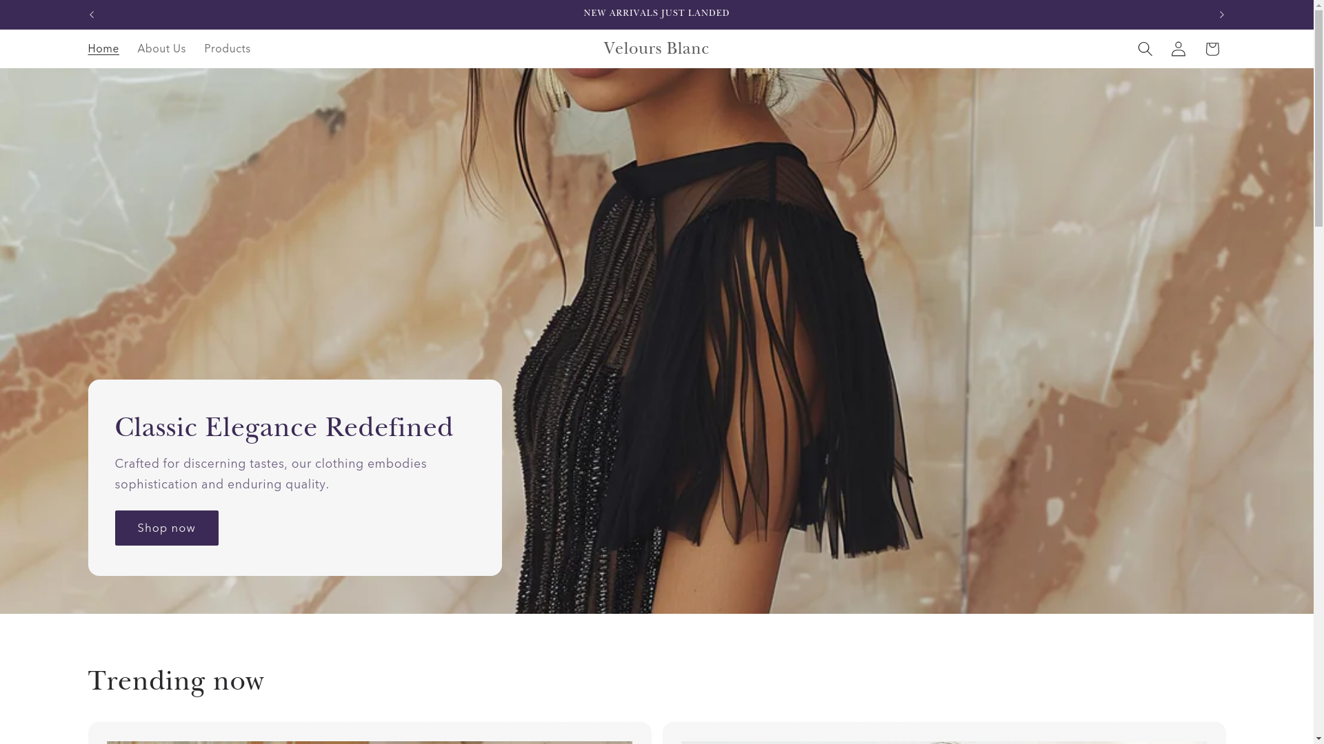 website screenshot of https://veloursblanc.store/