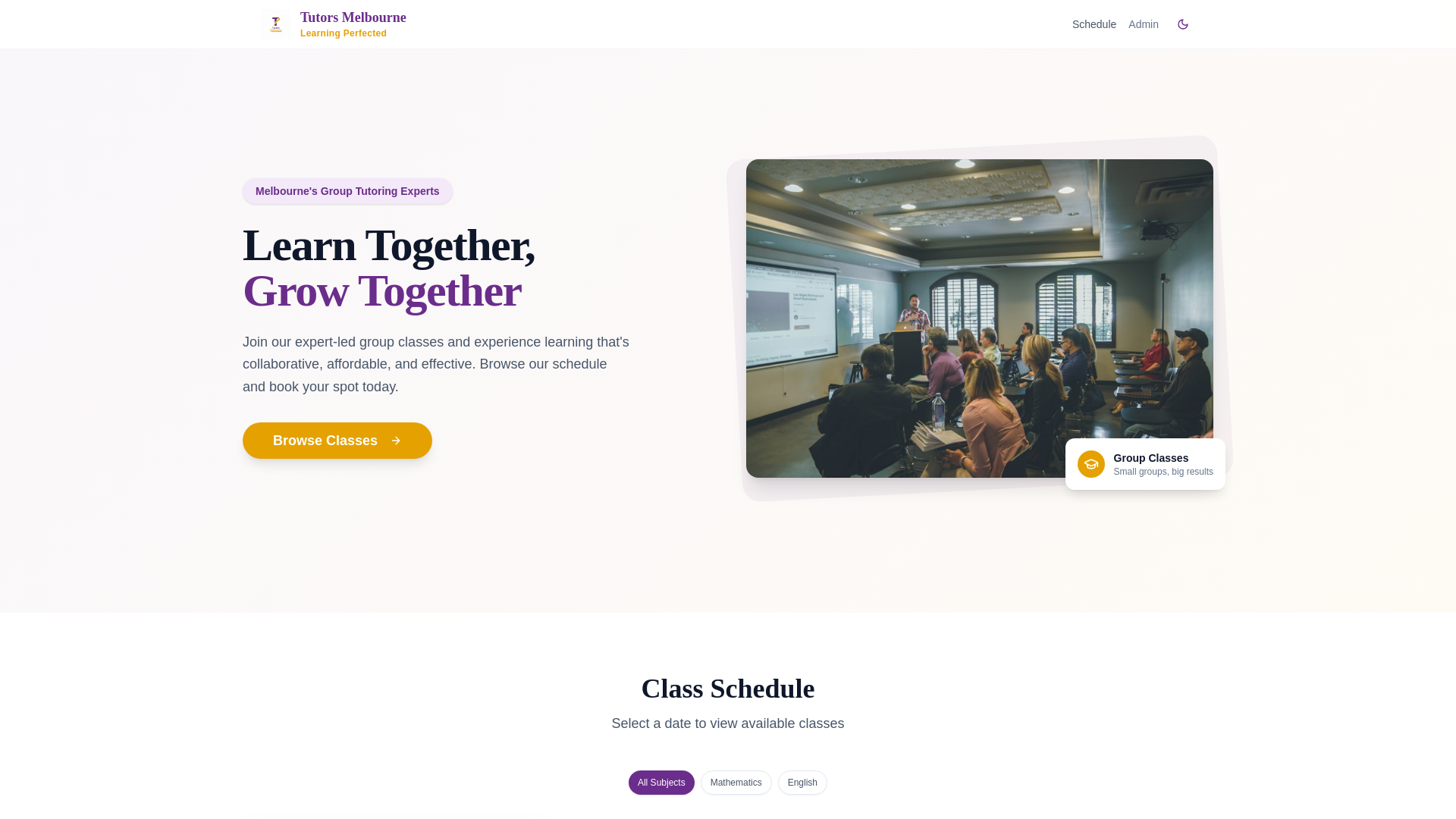 website screenshot of https://booking-tutors-melbourne.com/