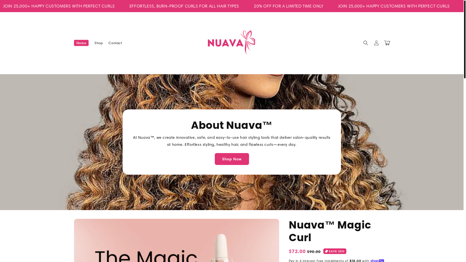 website screenshot of https://nuavastore.com/