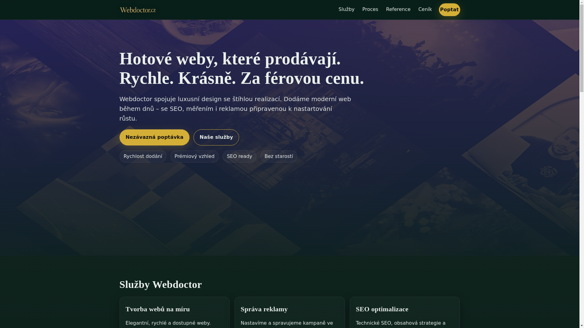 website screenshot of https://webdoctor.cz/
