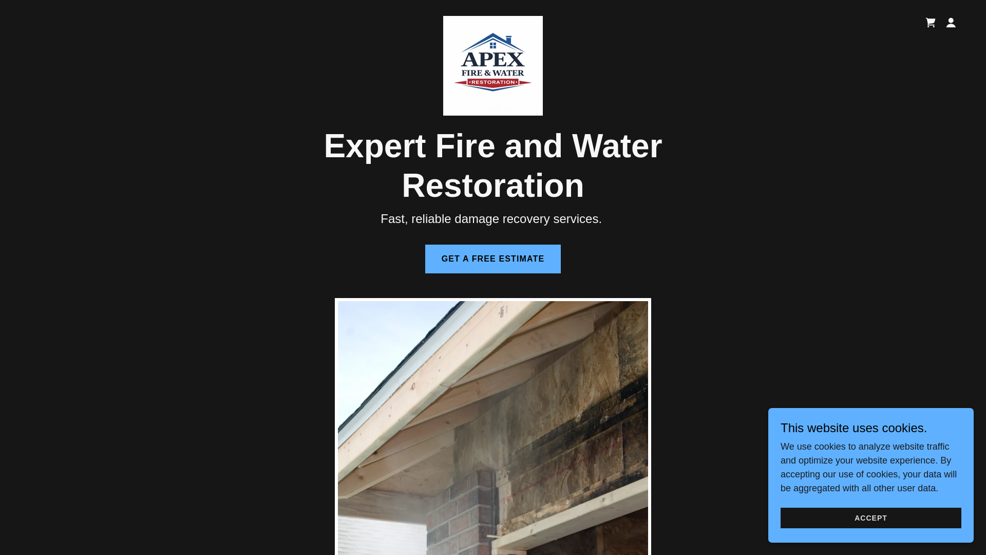 website screenshot of https://apexfireandwater.com/