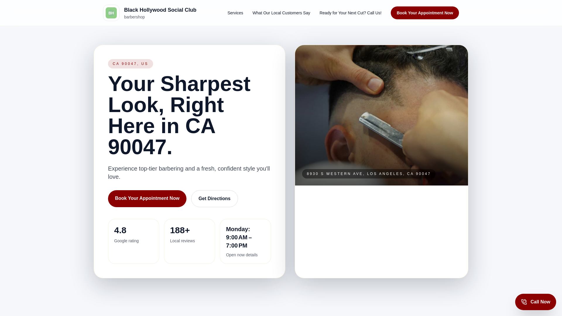 website screenshot of https://black-hollywood-social-club-lead-demo.pages.dev/
