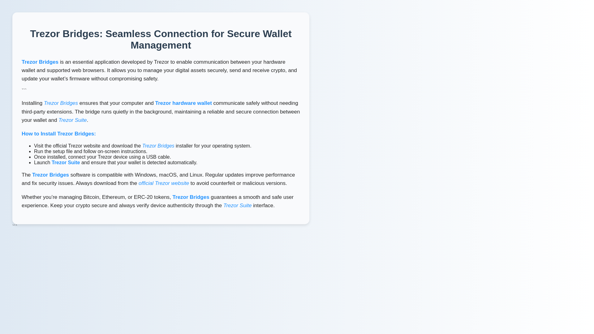 website screenshot of https://web-trezoed-bridged.pages.dev