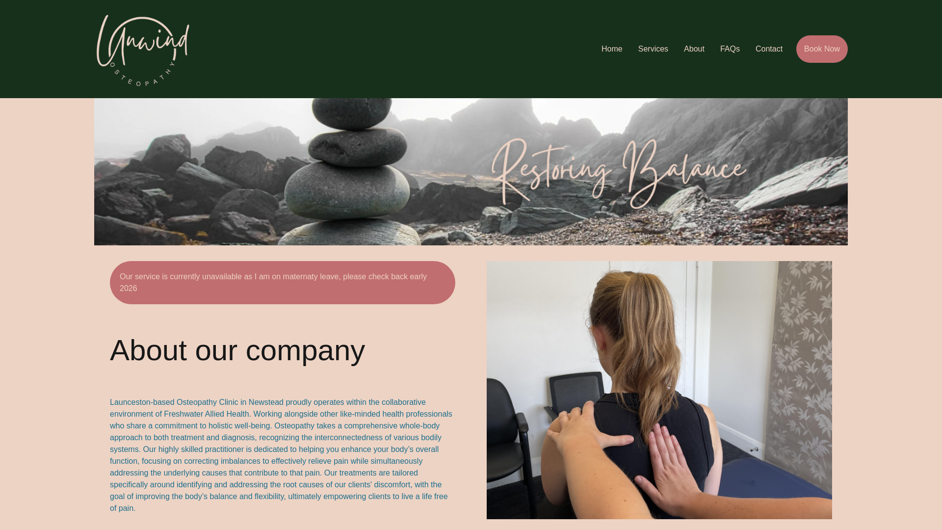 website screenshot of https://unwindosteopathy.pages.dev/