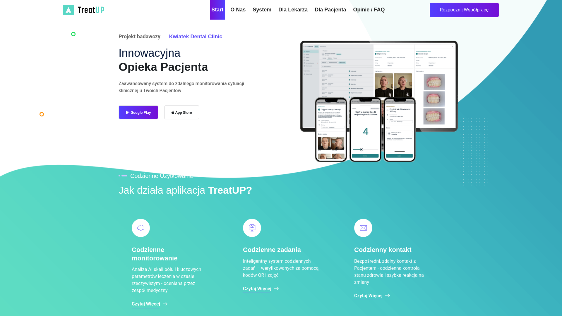 website screenshot of https://treatup.pl