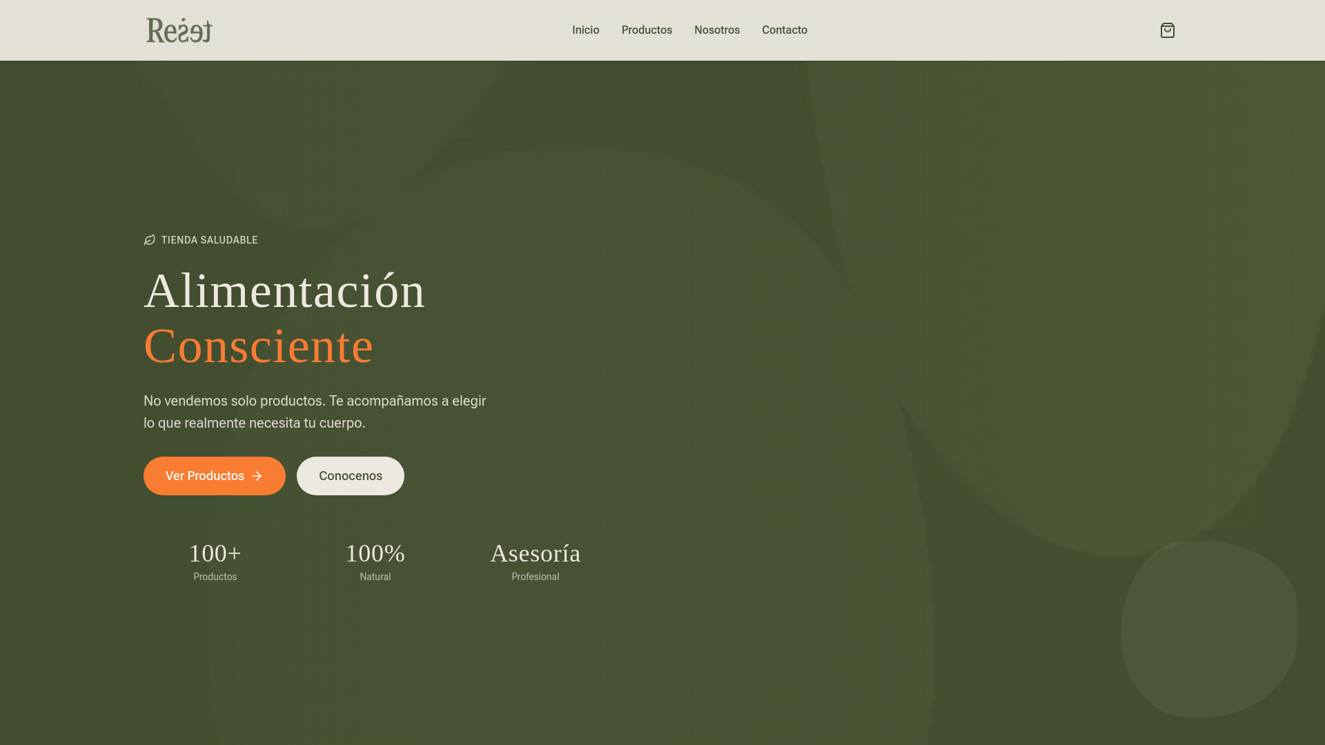 website screenshot of https://resetalimentacion.com