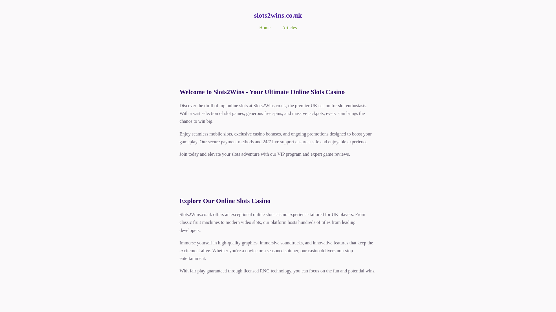 website screenshot of https://slots2wins.co.uk/