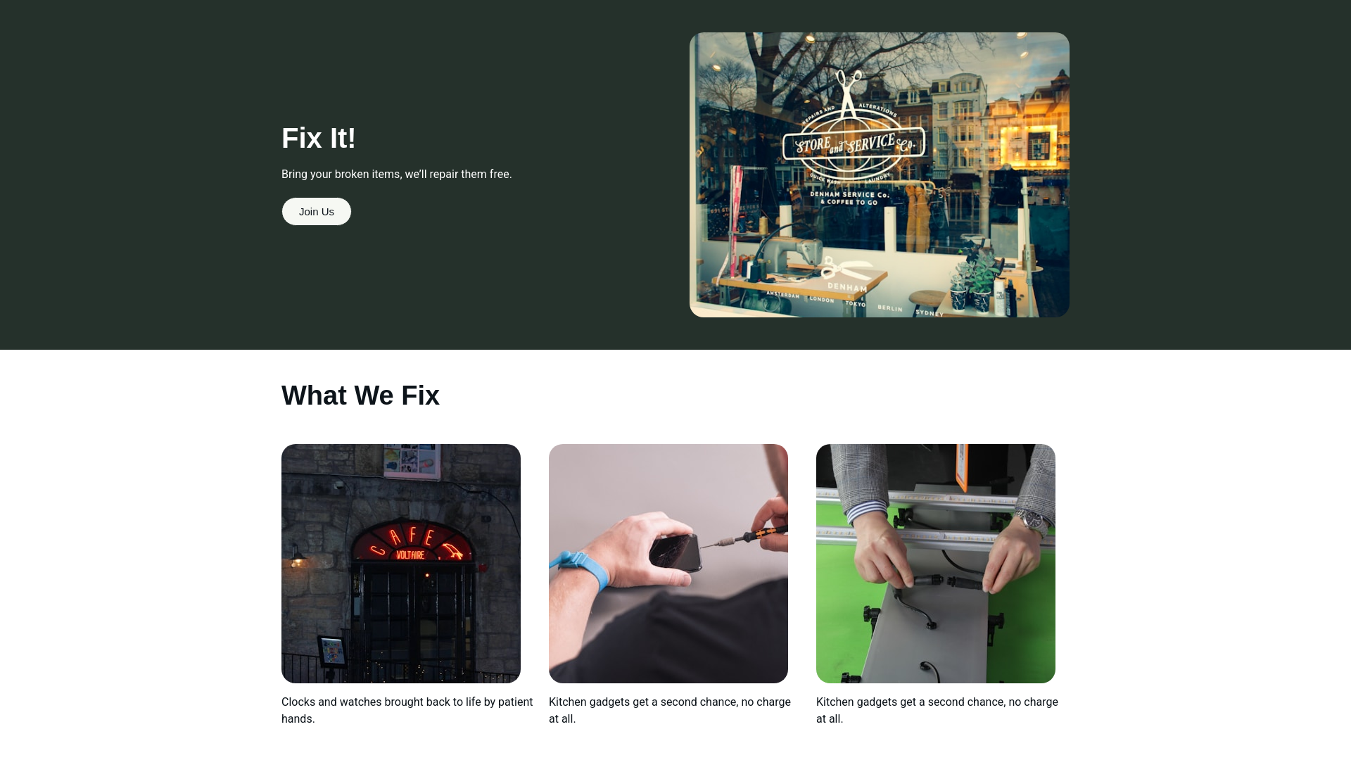 website screenshot of https://repaircafelymm.co.uk/