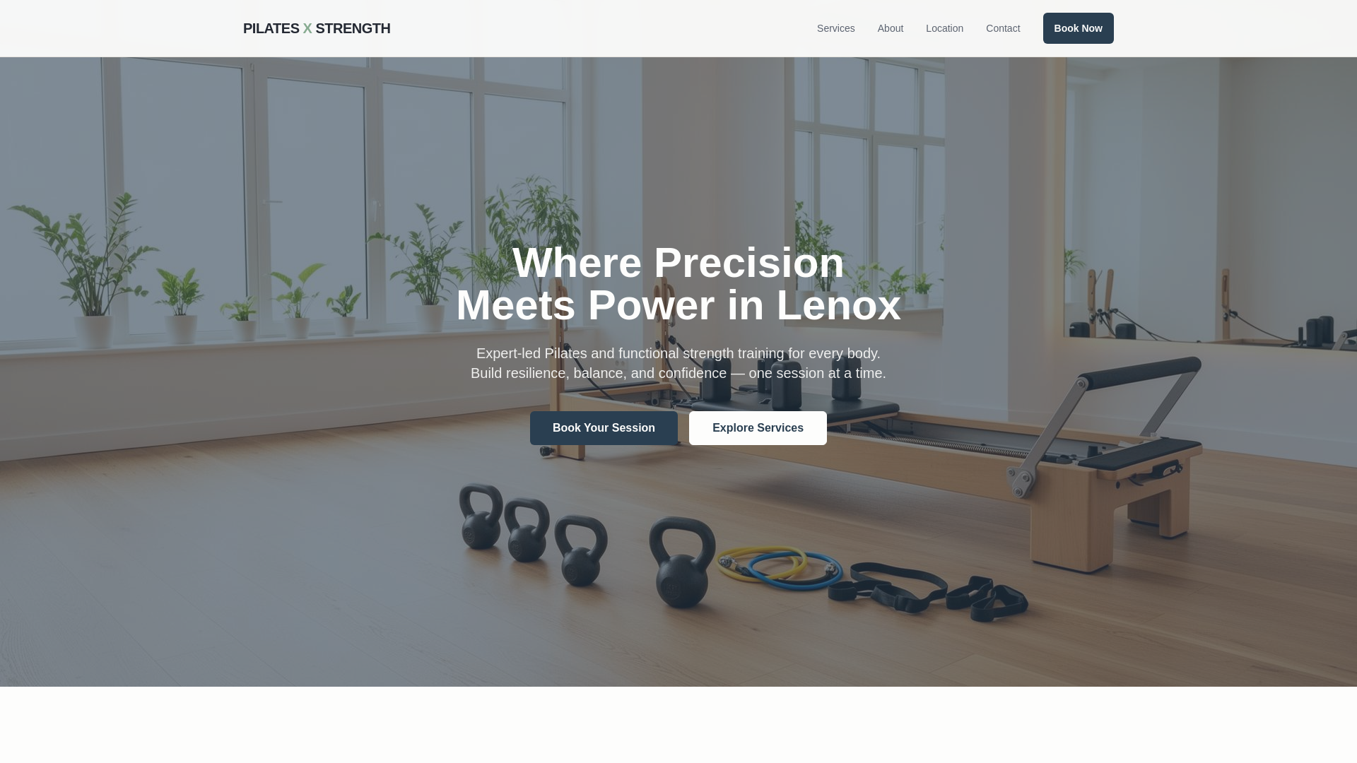 website screenshot of https://pilates-strength.com