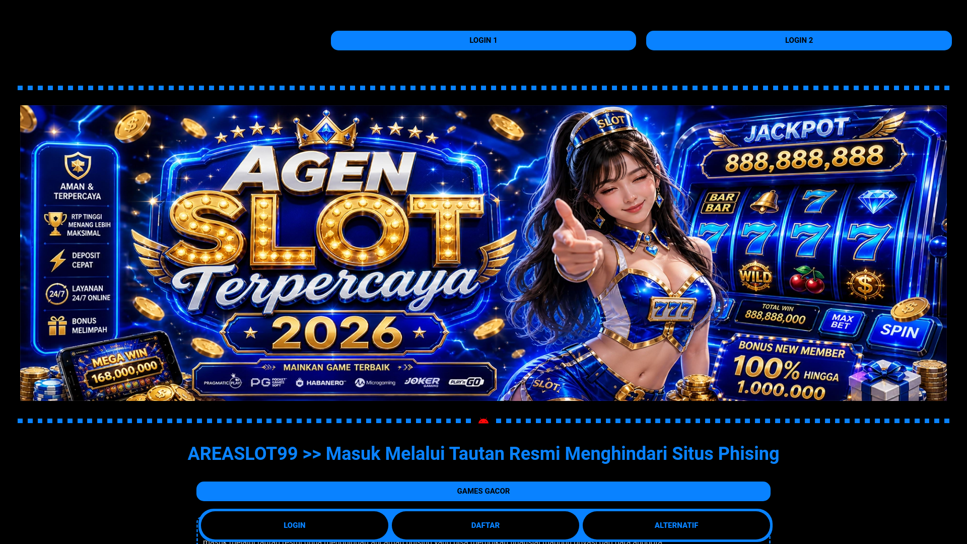 website screenshot of https://areaslot99.org/