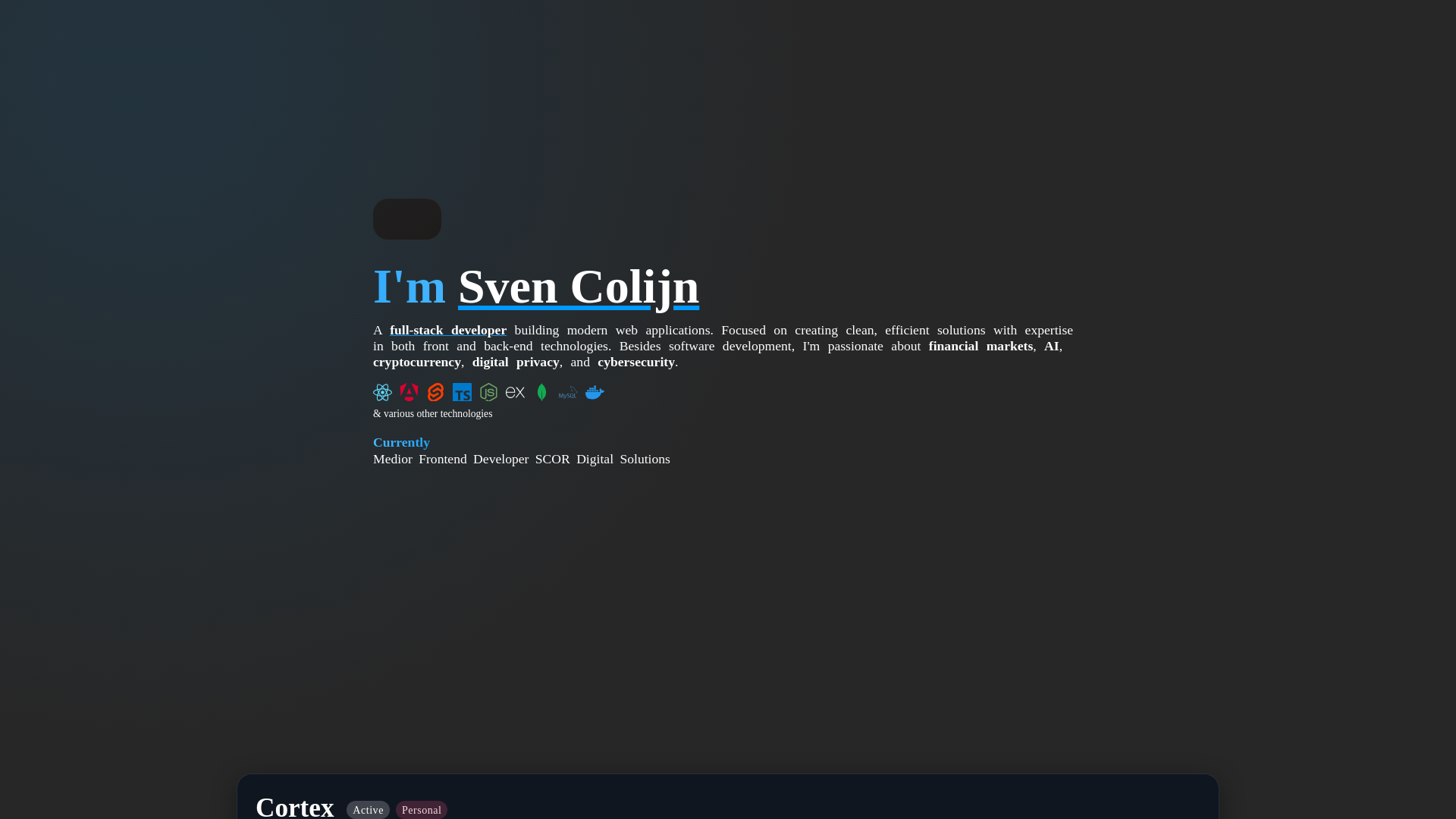 website screenshot of https://sv3n-portfolio.pages.dev/
