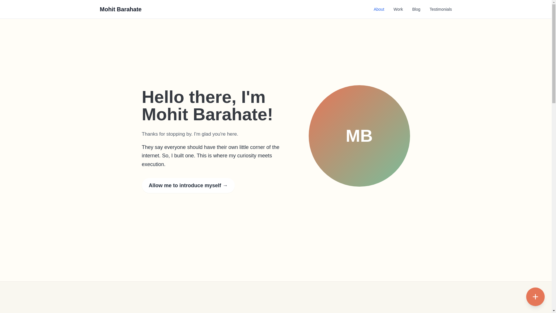 website screenshot of https://mohitbarahate.in/
