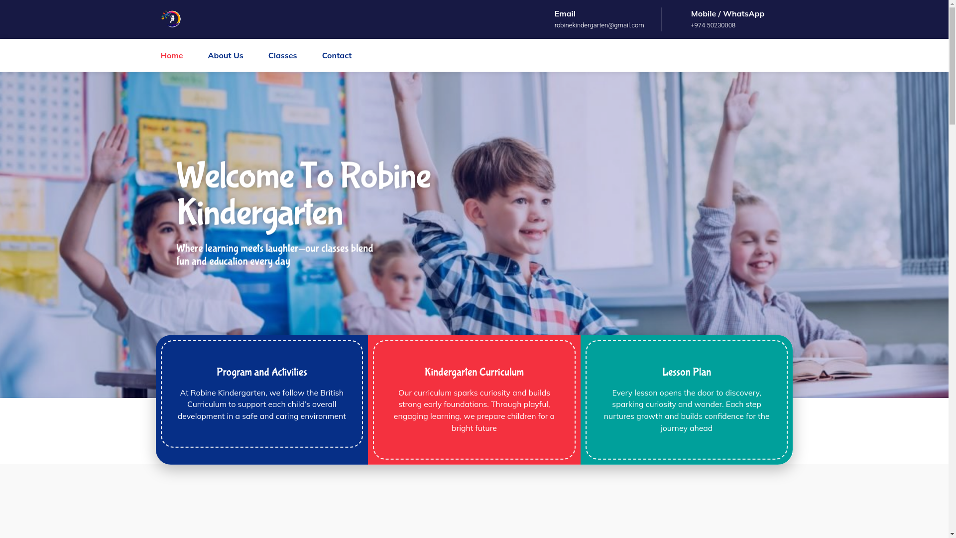 website screenshot of https://robine-kindergarten.pages.dev/