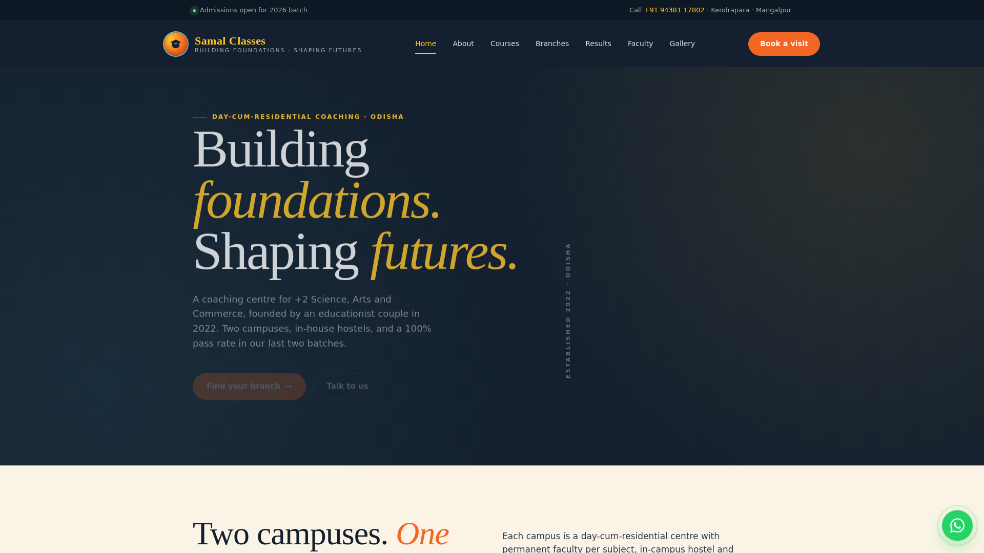 website screenshot of https://samalclasses-website.pages.dev/